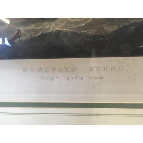 232 - PAIR OF FRAMED MOUNTED & GLAZED MARITIME PRINTS TITLES 'HOMEWARD BOUND' & 'OUTWARD BOUND'