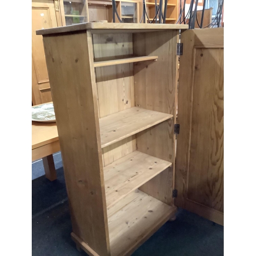 243 - STRIPPED PINE KITCHEN CUPBOARD WITH 4 SHELVES, 27.5'' WIDE X 16'' DEEP X 52.5'' TALL