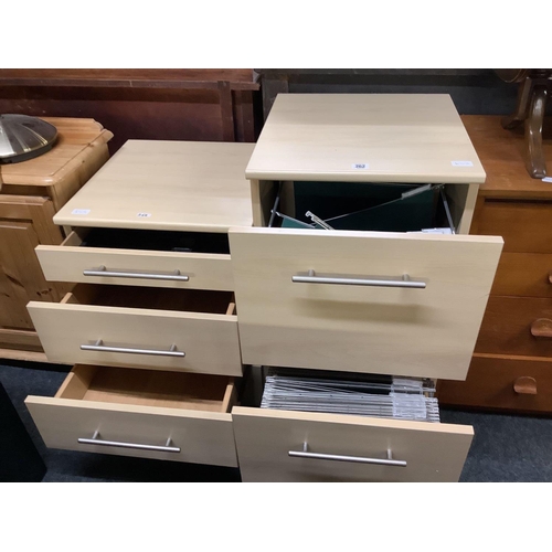 262 - MELAMINE 2 DRAWER FILING CABINET WITH FILES & MATCHING 4 DRAWER OFFICE CABINET