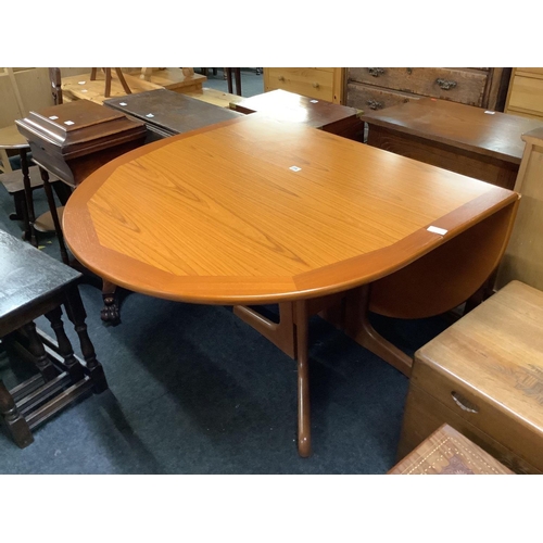 275 - G-PLAN TEAK DINING TABLE WITH DROP FLAPS, 39'' WIDE X 12'' EXTENDING TO 60'' APPROX