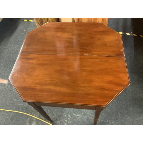 331 - INLAID GEORGIAN MAHOGANY SIDE TABLE WITH FOLDING TOP APPROX 36'' DIA