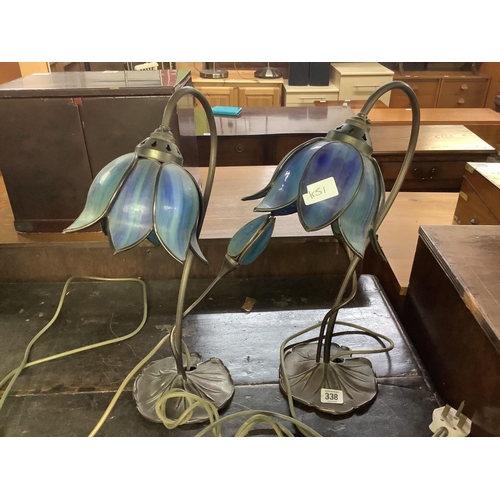 338 - PAIR OF MODERN ART NOUVEAU TIFFANY STYLE TABLE LAMPS