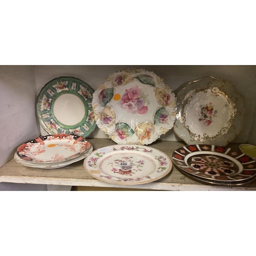 345 - SHELF OF COLLECTORS PLATES, BOWLS ETC, INCL; ROYAL WORCESTER & ROYAL CROWN DERBY