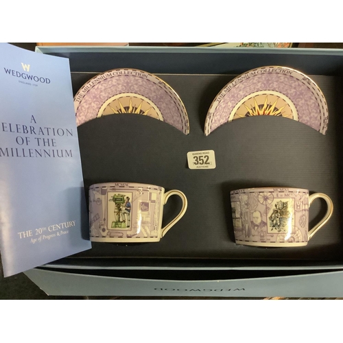 352 - WEDGWOOD MILLENNIUM CUP & SAUCER SET IN ORIGINAL BOX