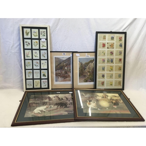 366 - 4 FRAMED PRINTS & 2 SETS OF FRAMED CIGARETTE CARDS - WILD FLOWERS & MEADOW FLOWERS