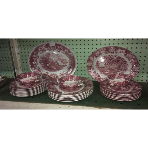 390 - WOODS WARE PART DINNER SERVICE, APPROX 25 PIECES INCL; DINNER PLATES, MEAT PLATES ETC