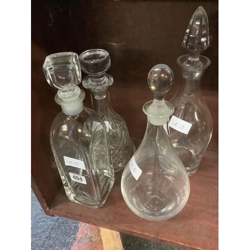 404 - 4 VARIOUS GLASS DECANTERS