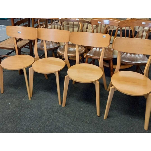 416 - 4 MODERN PINE DINING CHAIRS