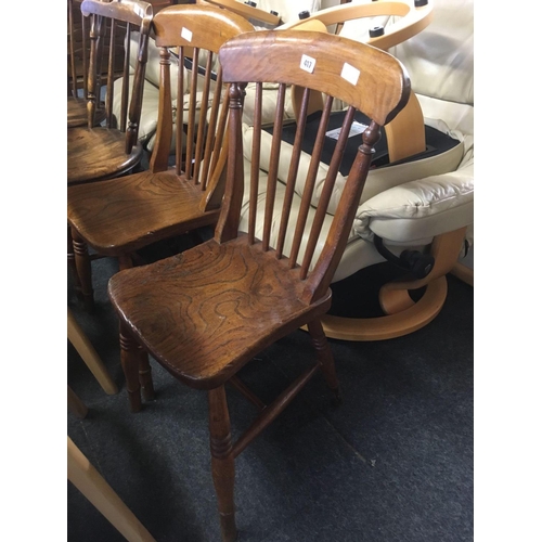 417 - PAIR OF MATCHING OAK STICK BACK CHAIRS