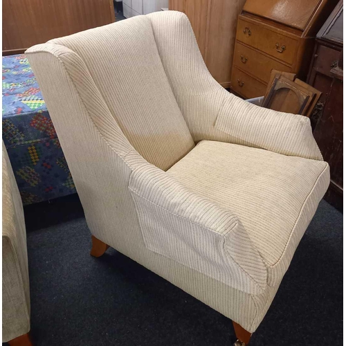 428 - LAURA ASHLEY BISCUIT COLOURED HIGH BACK WING ARMCHAIR