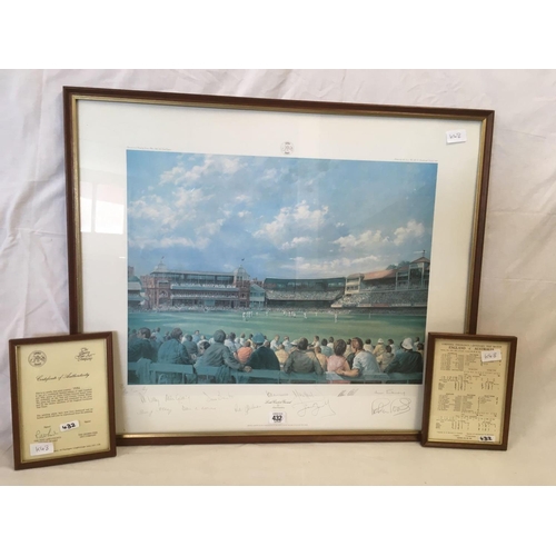 432 - LARGE CRICKET PRINT OF LORDS CRICKET GROUND BY ALAN FEARNLEY 1980 SIGNED BY THE 1980 CENTENARY CRICK... 