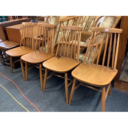 436 - SET OF 4 STYLISH BEECH WOOD DINING CHAIRS