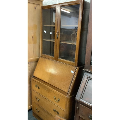 456 - OAK BUREAU BOOKCASE