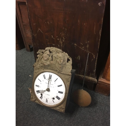 458 - FRENCH PROVINCIAL LONG CASE CLOCK OF BANJO SHAPE BY THOMAS CABOT, 7ft 6'' TALL