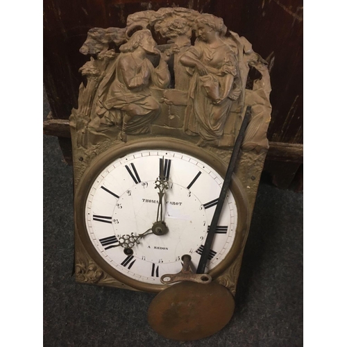 458 - FRENCH PROVINCIAL LONG CASE CLOCK OF BANJO SHAPE BY THOMAS CABOT, 7ft 6'' TALL