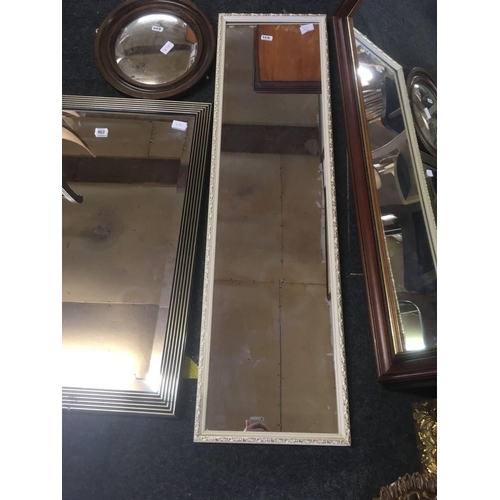 463 - 2 GOLD WALL MIRRORS & A CONVEX MIRROR