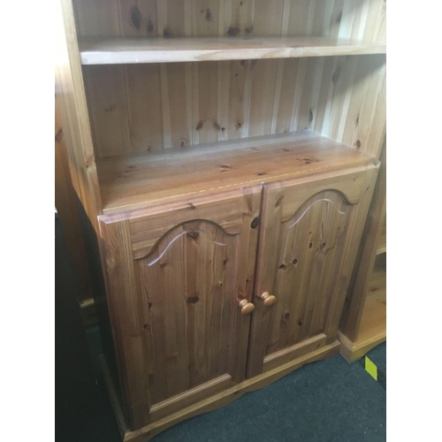 473 - MODERN PINE BOOKCASE WITH DOORS