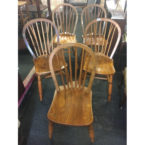 479 - 5 ELM STICK BACK DINING CHAIRS