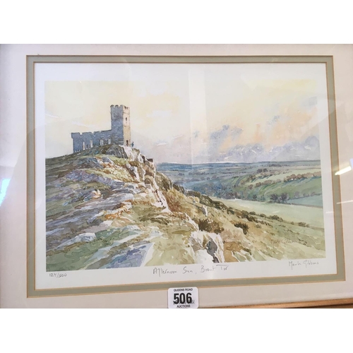 506 - COLOURED LIMITED EDITION PRINT, ''AFTERNOON SUN, BRENT TOR'' BY MARK GIBBONS NUMBERED 124, SIGNED, I... 