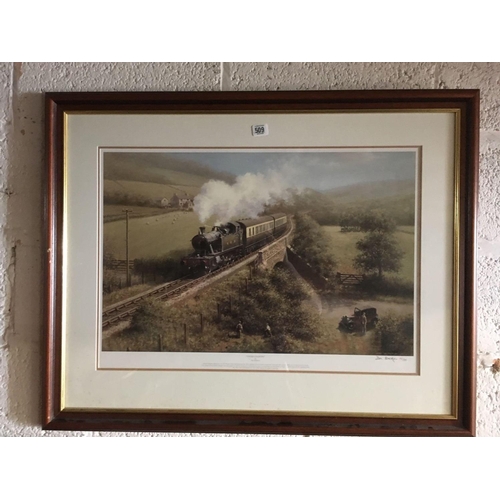 509 - COLOURED LIMITED EDITION PRINT OF GWR STEAM LOCOMOTIVE ENTITLED ''CROSS COUNTRY''.  SIGNED AND NUMBE... 