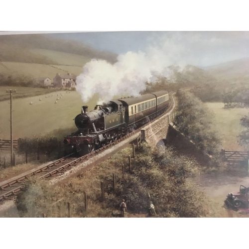 509 - COLOURED LIMITED EDITION PRINT OF GWR STEAM LOCOMOTIVE ENTITLED ''CROSS COUNTRY''.  SIGNED AND NUMBE... 