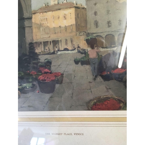 519 - GOOD COLOUR PRINT AFTER GRAHAM PETRIE RI, ''MARKET PLACE, VENICE''