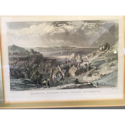 520 - 3 LOCAL ANTIQUE COLOURED ENGRAVINGS; 1] ''THE PRINCE OF ORANGE LANDING IN TORBAY'', AFTER TURNER, ''... 