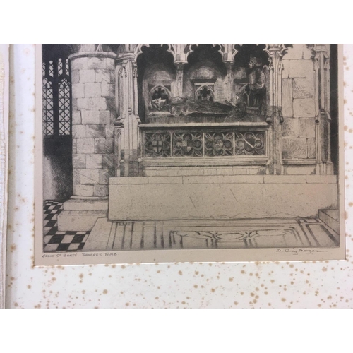 531 - A FOLDER CONTAINING ASSORTED ANTIQUE ENGRAVINGS AND PRINTS. A PENCIL SIGNED AND INSCRIBED ETCHING AN... 