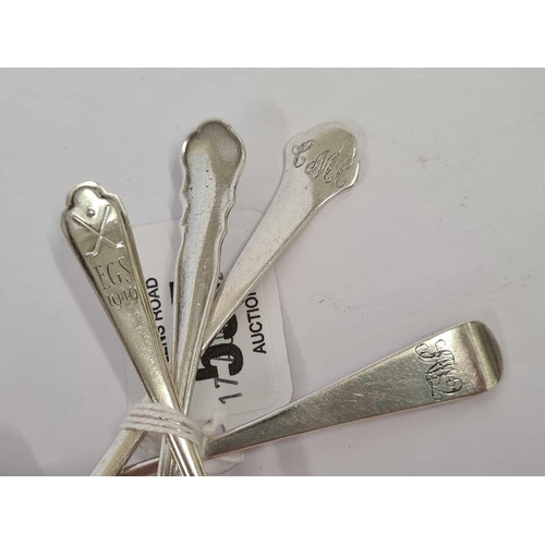 557 - 4 VARIOUS TEA SPOONS, APPROX 60g