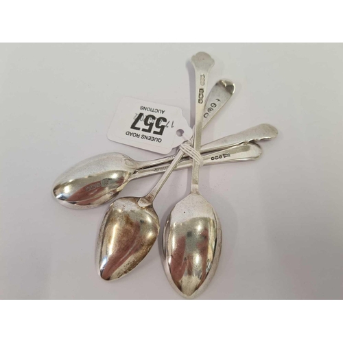 557 - 4 VARIOUS TEA SPOONS, APPROX 60g