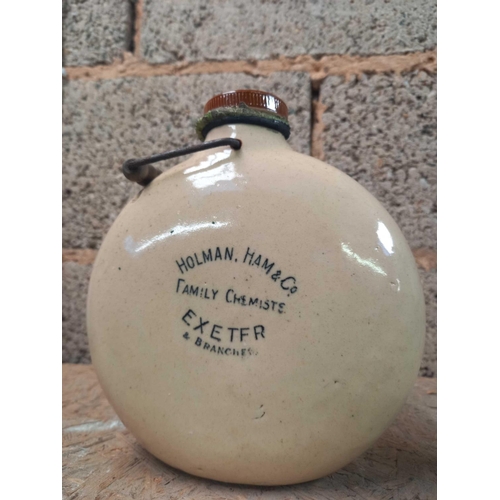 6 - ROUND STONEWARE HOT WATER BOTTLE BY HOLMAN, HAM & COMPANY, EXETER