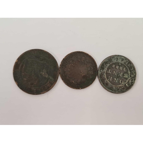 609 - FRANCE 5 CENTS 1890,  NAPOLEON III 10 CENTS 1862 & CANADA 1 CENT 1882