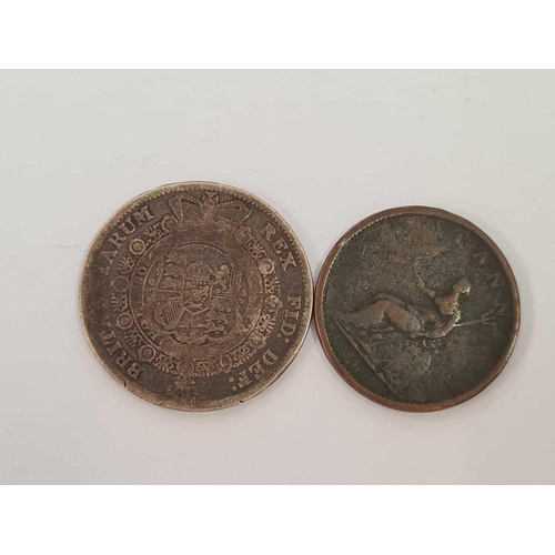 612 - 1806 GEORGE III HALF PENNY & 1817 HALF CROWN