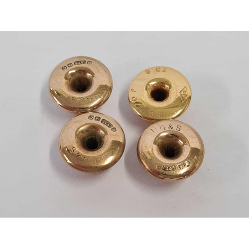 623 - FOUR 9ct BUTTON STUDS, 2.3g