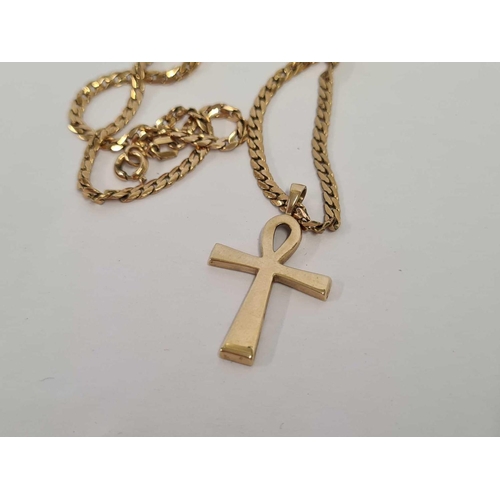 641 - GOLD CROSS MARKED 9ct ON A METAL CHAIN MARKED JG, 7.4g