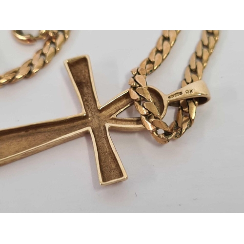 641 - GOLD CROSS MARKED 9ct ON A METAL CHAIN MARKED JG, 7.4g