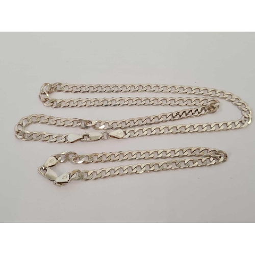 646 - SILVER FLAT LINK NECKLACE & BRACELET