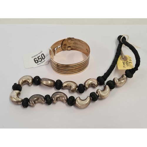 650 - ROLLED GOLD BRACELET & WHITE METAL BEAN NECKLACE