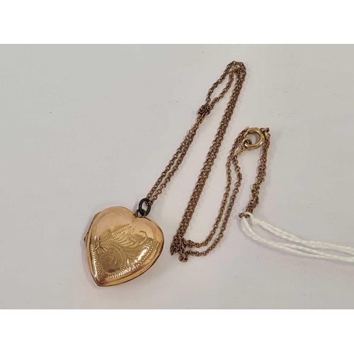 663 - A 9ct B&F HEART SHAPED HINGED LOCKET ON 9ct CHAIN