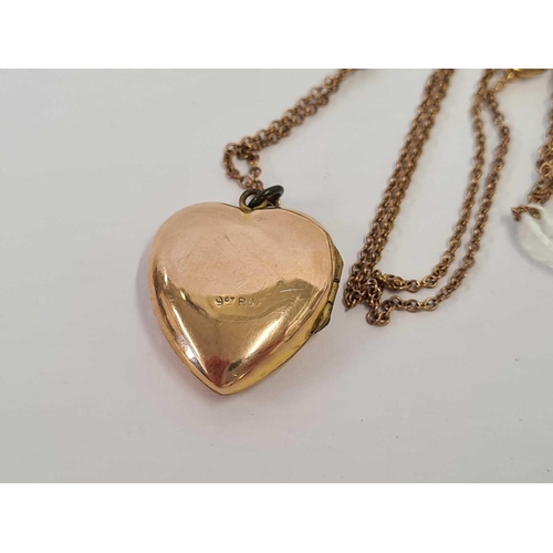 663 - A 9ct B&F HEART SHAPED HINGED LOCKET ON 9ct CHAIN