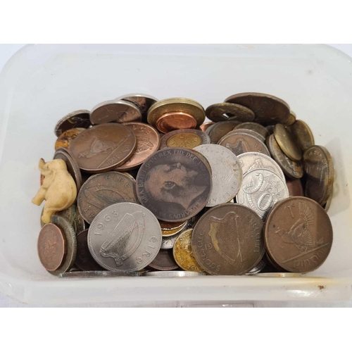 668 - A TUB OF MOSTLY FOREIGN COINS