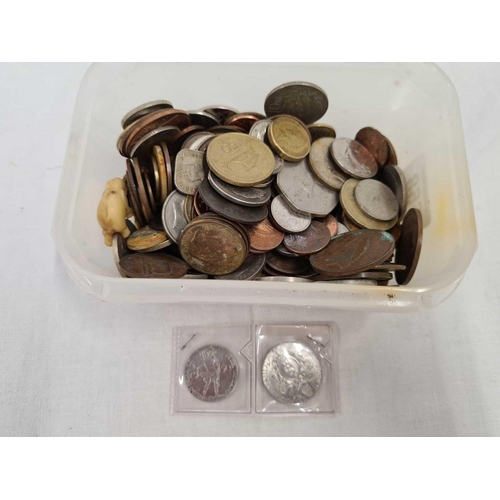 668 - A TUB OF MOSTLY FOREIGN COINS