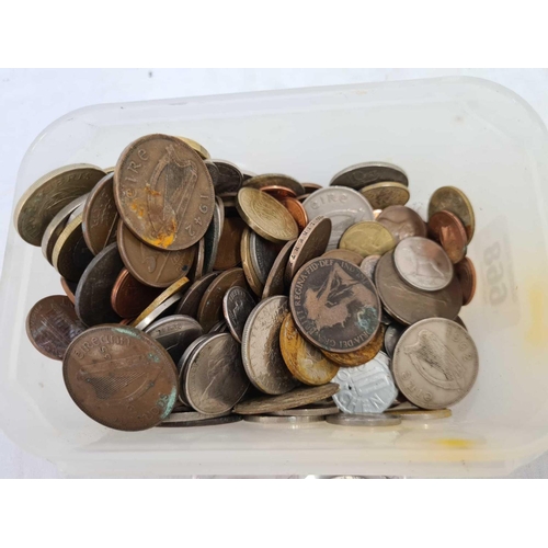 668 - A TUB OF MOSTLY FOREIGN COINS