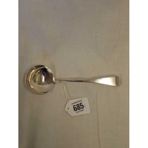 685 - A GEORGE III SILVER SAUCE LADLE, LONDON 1801 BY SH