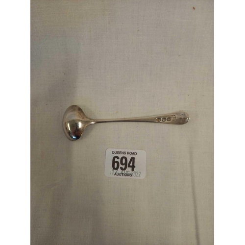 694 - A GEORGE III SALT SPOON, LONDON 1812 BY A&G BARROWS