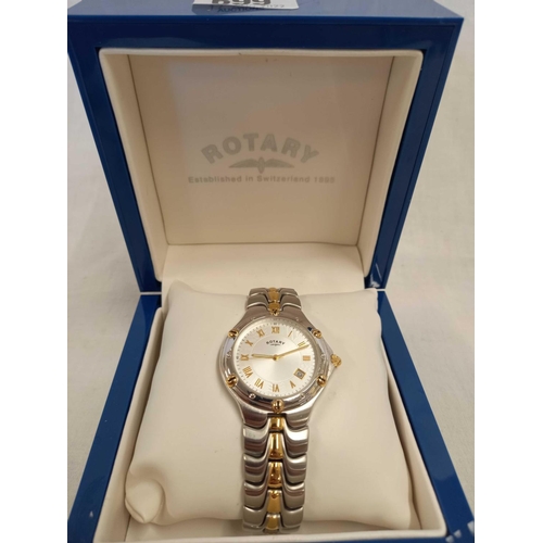 699 - ALMOST NEW GENTS ROTARY WRIST WATCH  IN BOX WITH PAPERWORK