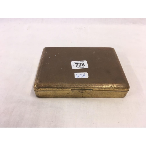 778 - QTY OF MISC COINAGE IN A BRASS STATE EXPRESS CIGARETTE BOX