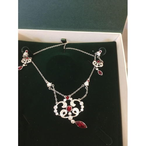 812 - 2 SETS OF BOXED PEARLS & A WHITE METAL NECKLACE & EARRING SET BY CHRISTALINA