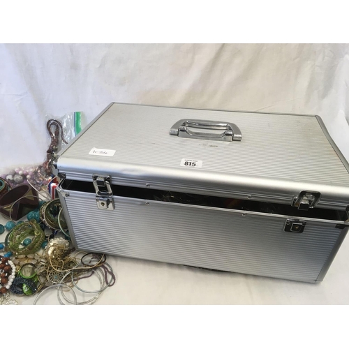 815 - ALUMINIUM CASE WITH COSTUME JEWELLERY, BANGLES & BRACELETS