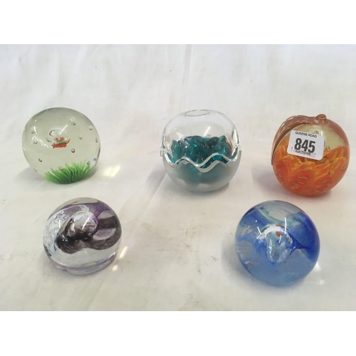 845 - 8 GLASS PAPERWEIGHTS